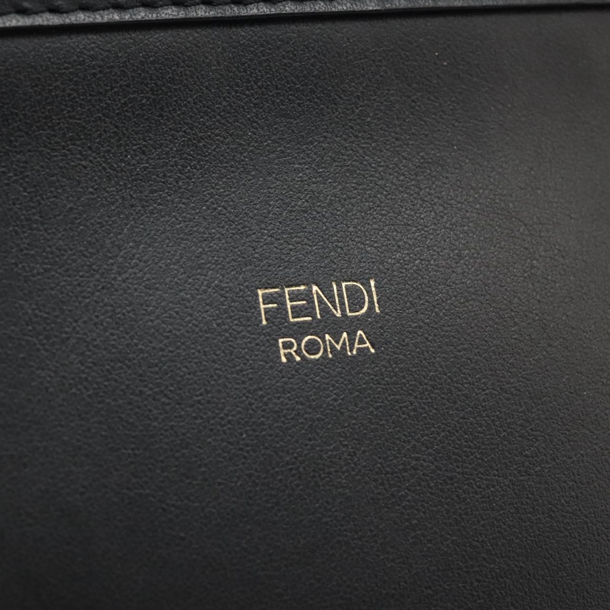 FENDI Shoulder Bag Leather Black Gold Auth PP343