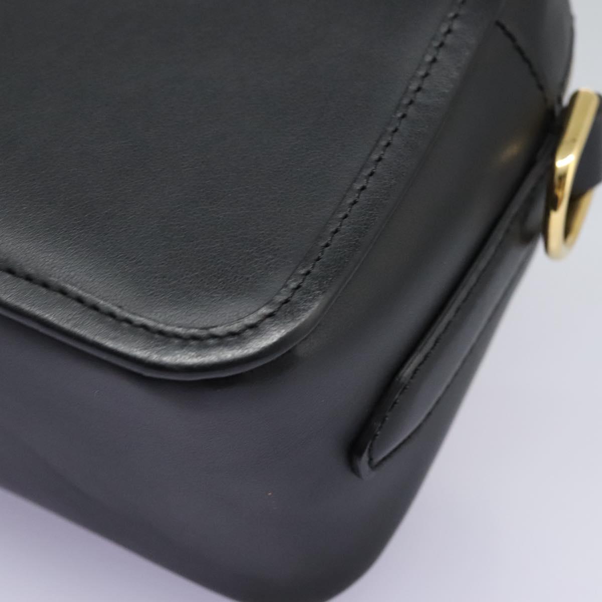 FENDI Shoulder Bag Leather Black Gold Auth PP343