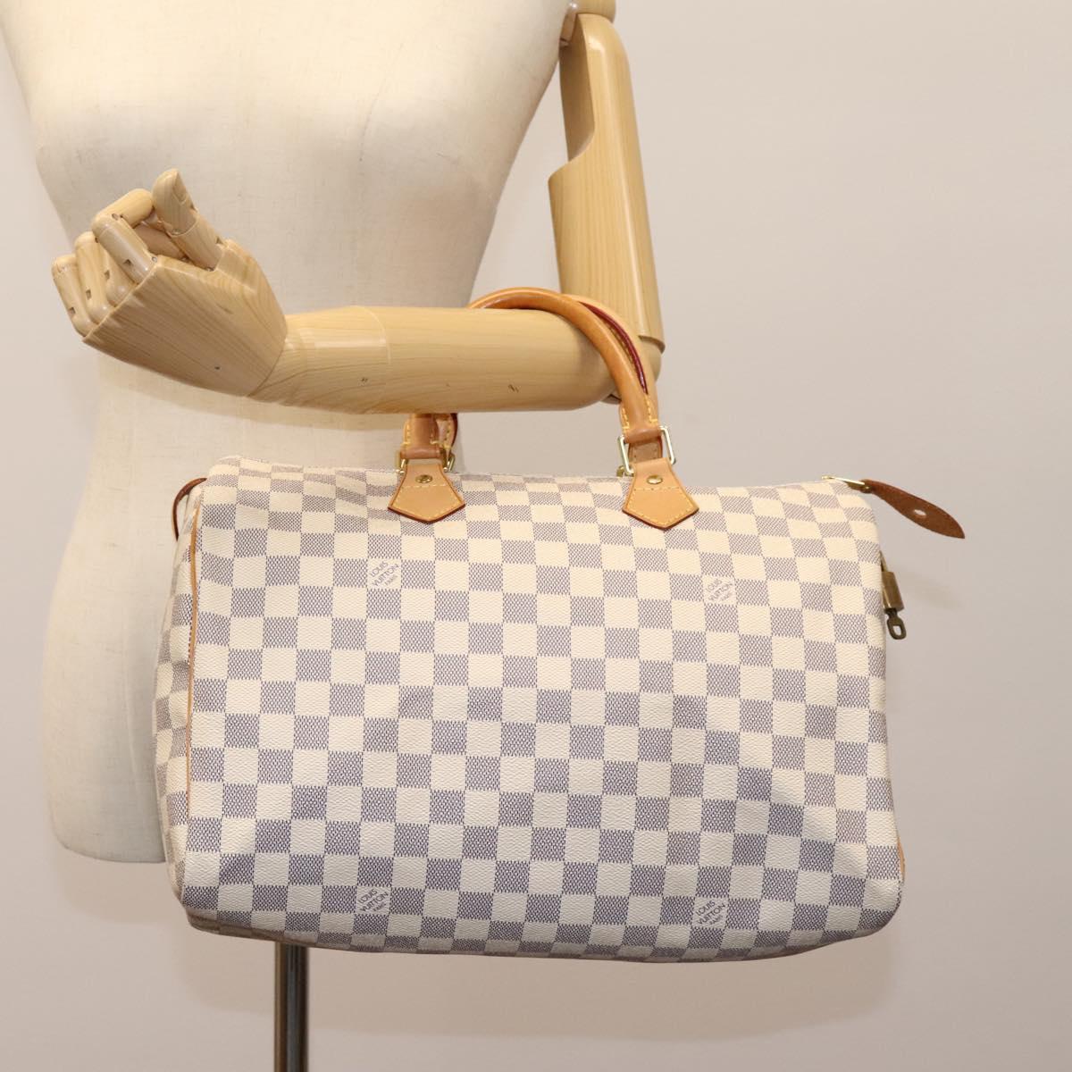 LOUIS VUITTON Damier Azur Speedy 35 Hand Bag N41535 LV Auth PP364AV
