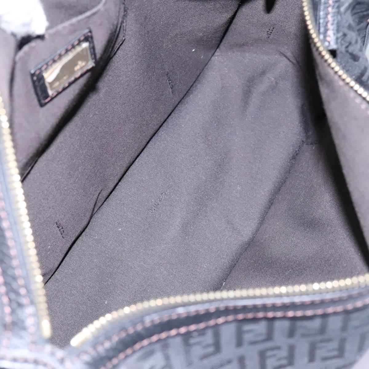 FENDI Zucchino Canvas Shoulder Bag Black Auth PP376V