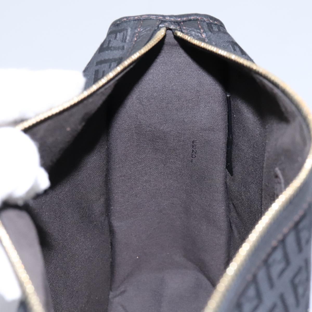 FENDI Zucchino Canvas Shoulder Bag Black Auth PP376V