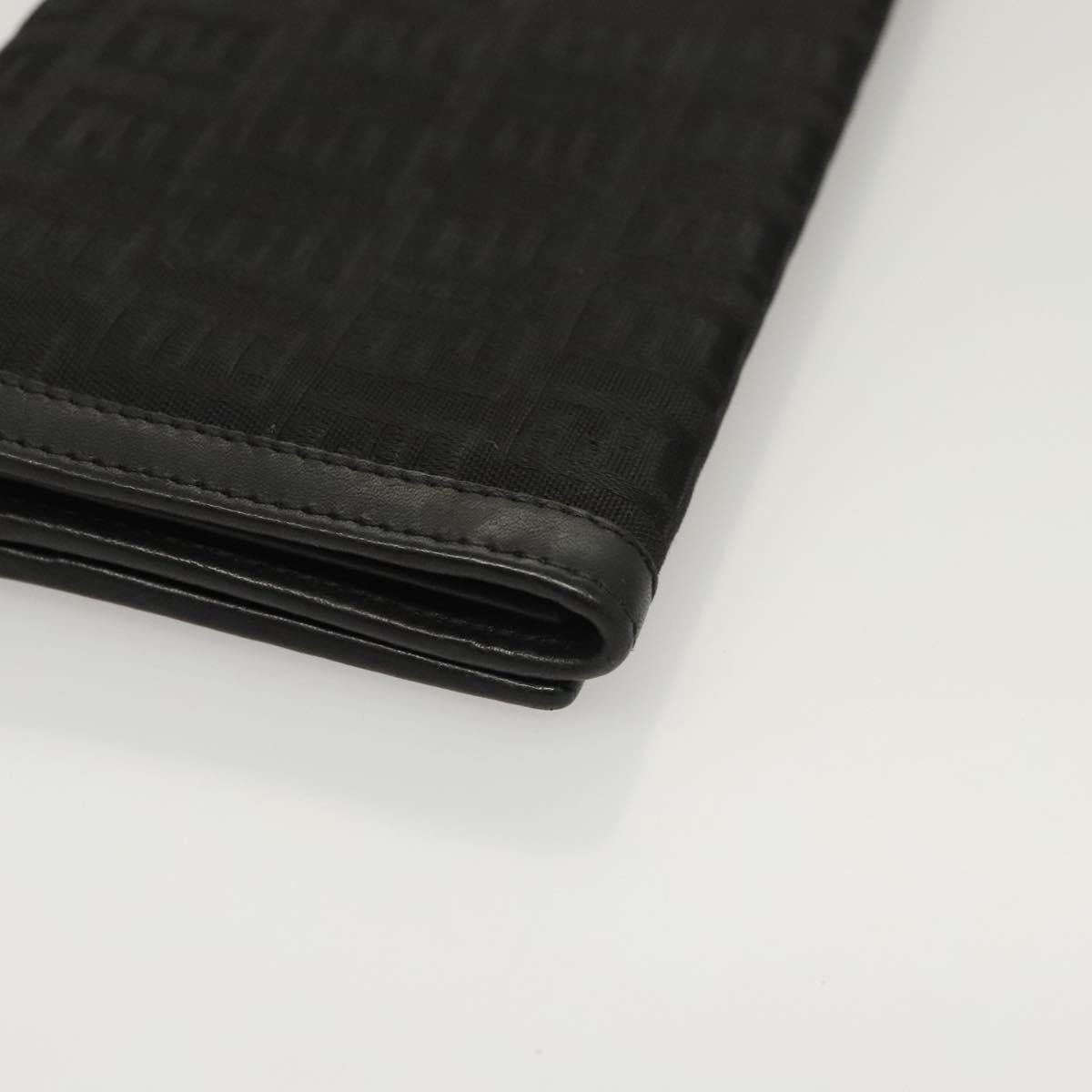 FENDI Zucchino Canvas Long Wallet Black Auth PP452