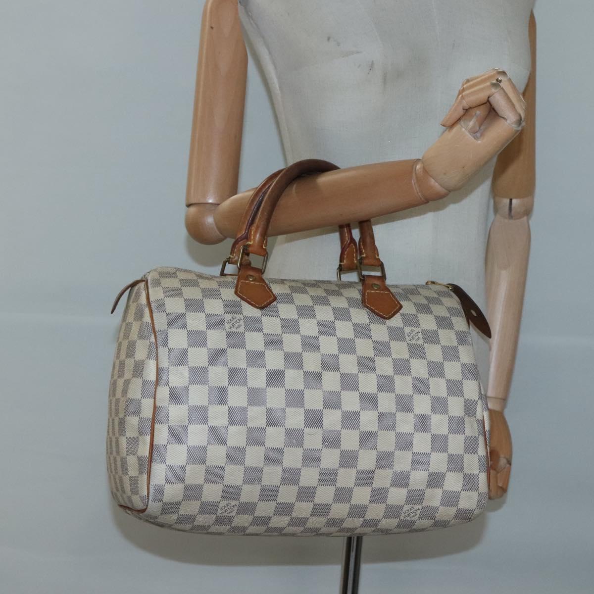 LOUIS VUITTON Damier Azur Speedy 30 Hand Bag N41533 LV Auth PP506