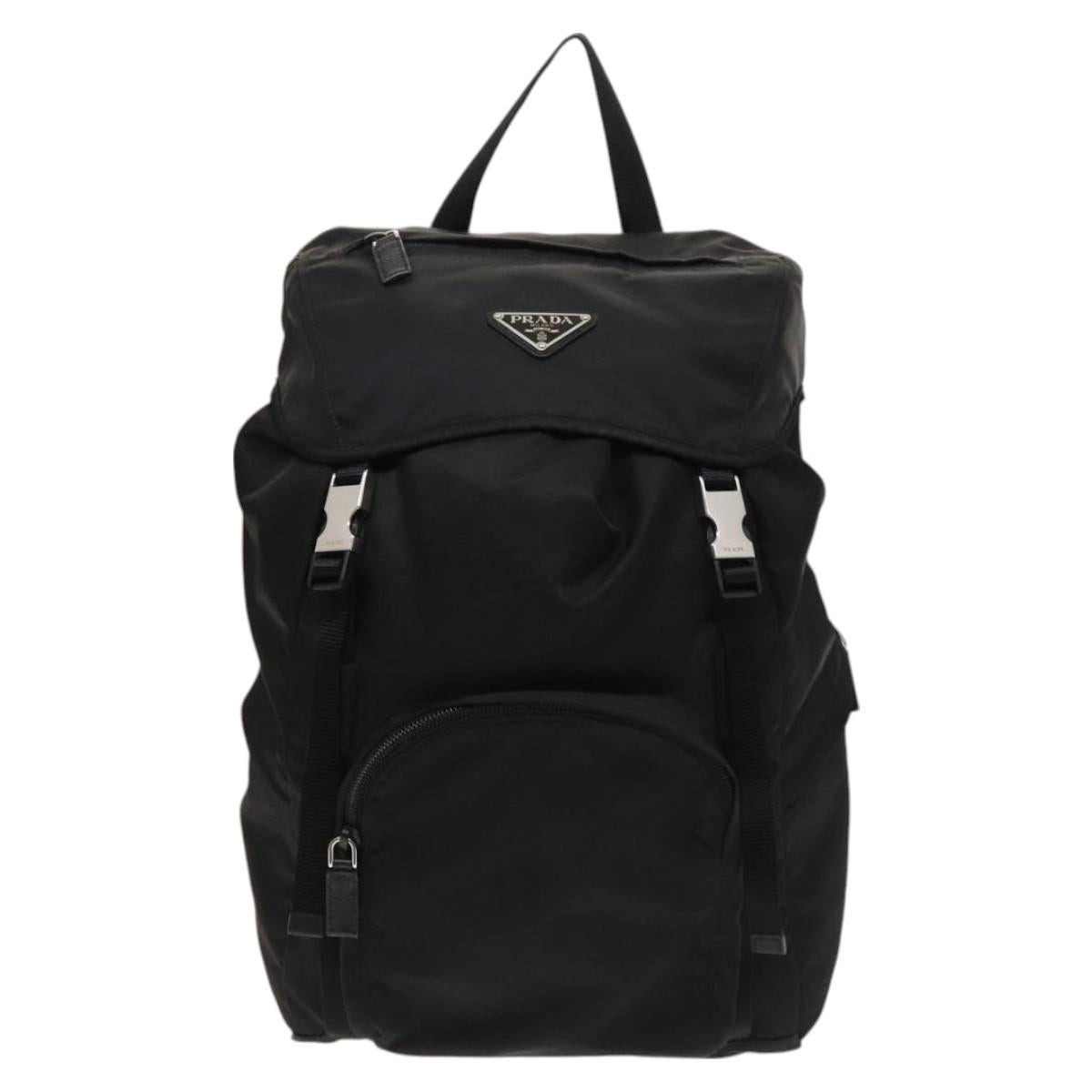 PRADA Backpack Nylon Black Silver Auth PP646