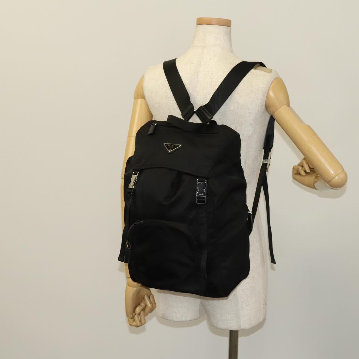 PRADA Backpack Nylon Black Silver Auth PP646