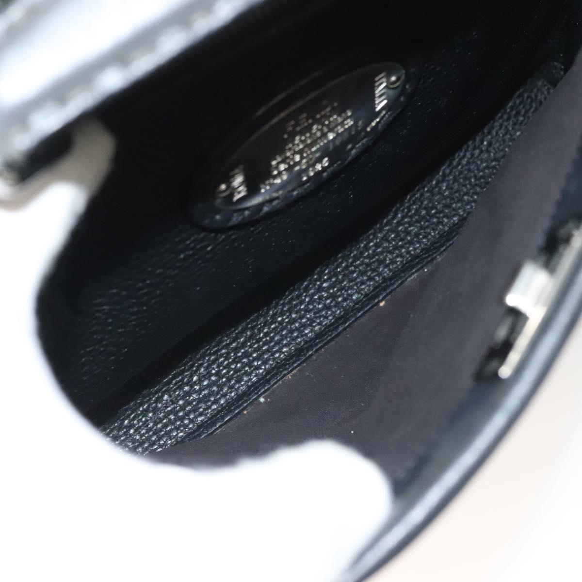 FENDI Celeria Hand Bag Leather 2way Black Silver Auth PP647