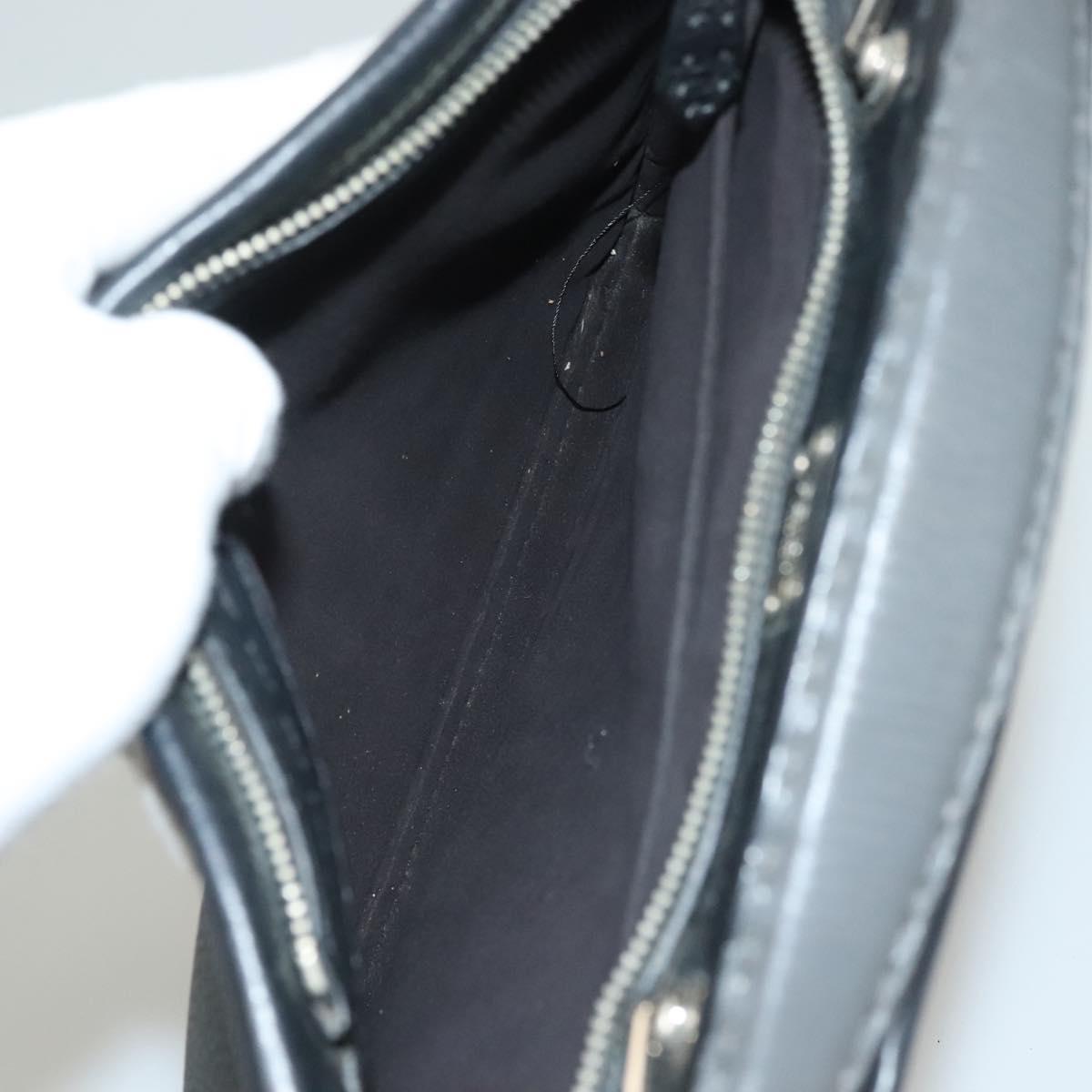 FENDI Celeria Hand Bag Leather 2way Black Silver Auth PP647