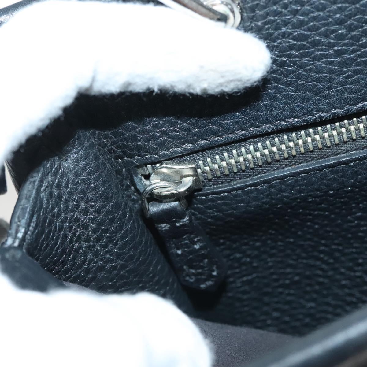 FENDI Celeria Hand Bag Leather 2way Black Silver Auth PP647