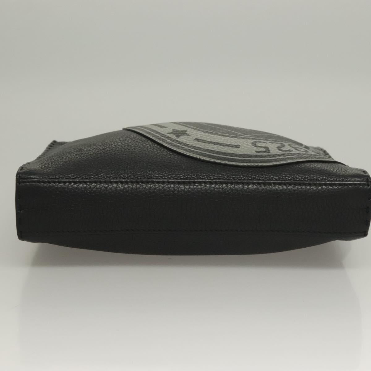 FENDI Celeria Hand Bag Leather 2way Black Silver Auth PP647