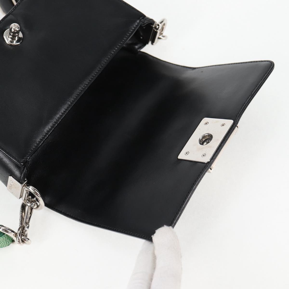 CHANEL Chain Boy Chanel Shoulder Bag Lamb Skin Black Silver CC Auth PP648M