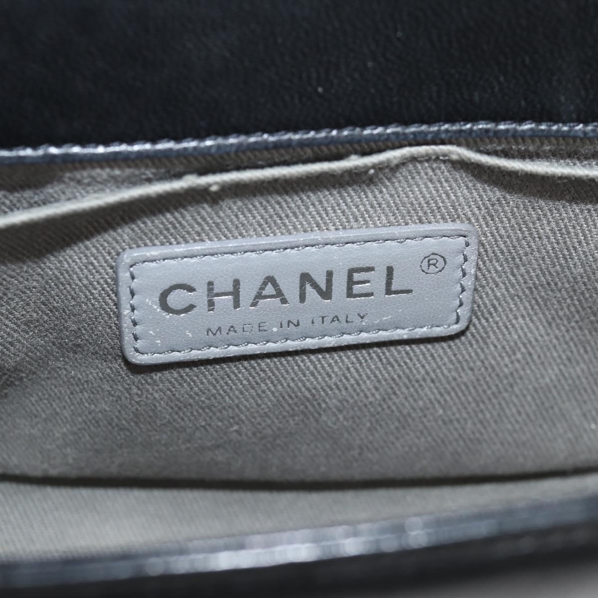 CHANEL Chain Boy Chanel Shoulder Bag Lamb Skin Black Silver CC Auth PP648M