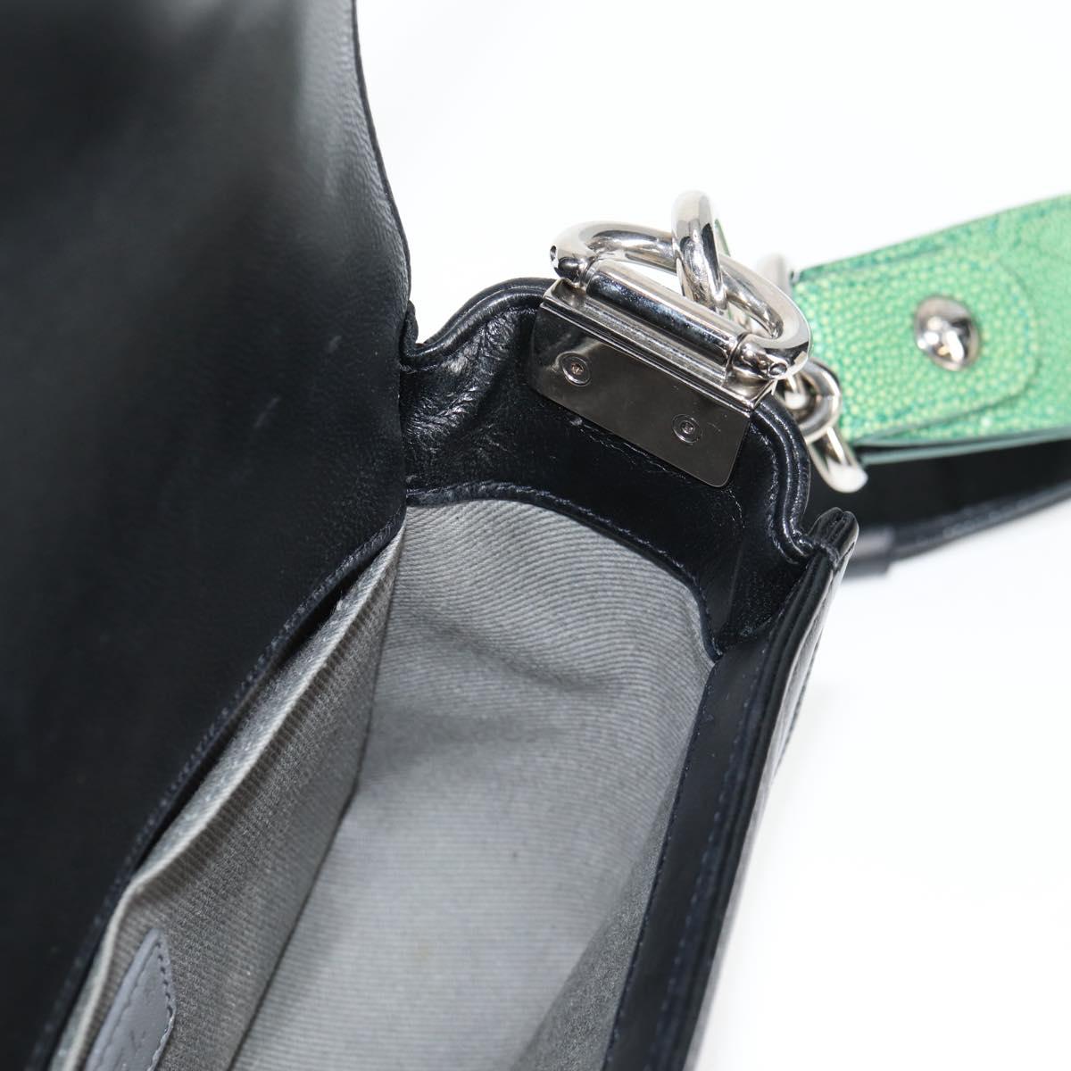 CHANEL Chain Boy Chanel Shoulder Bag Lamb Skin Black Silver CC Auth PP648M