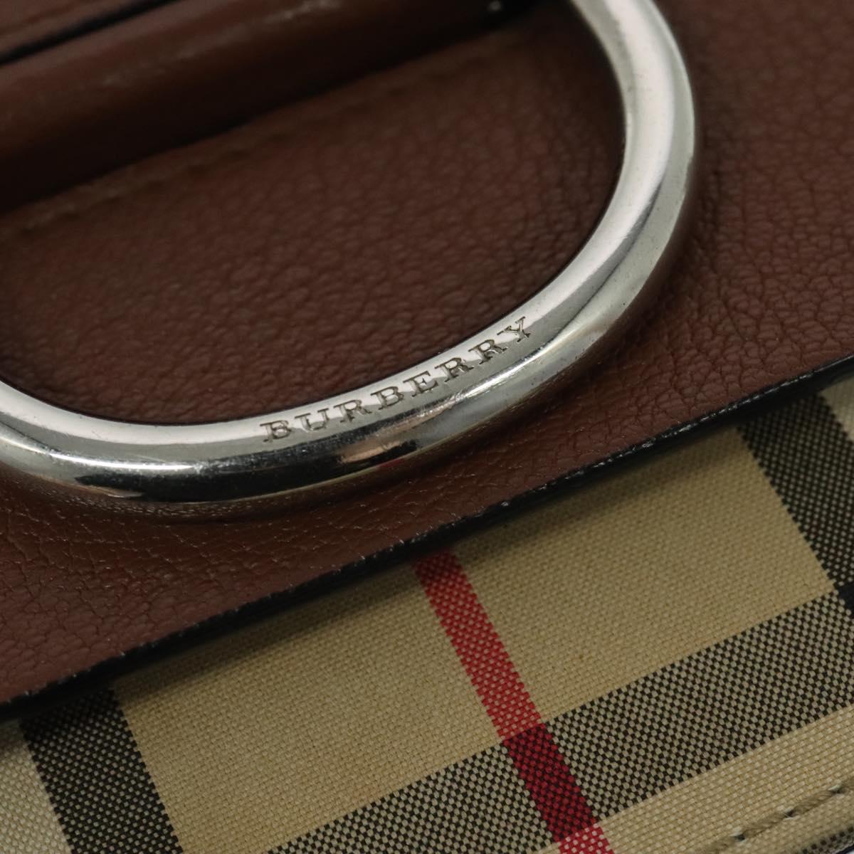BURBERRY Shoulder Bag Leather Brown Silver Auth PP650