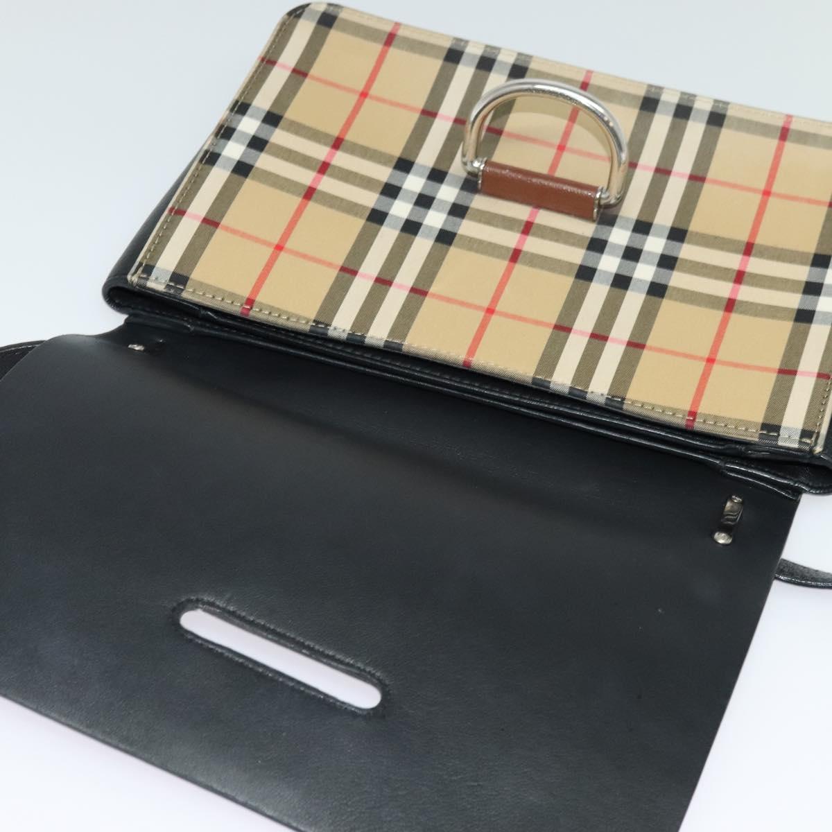BURBERRY Shoulder Bag Leather Brown Silver Auth PP650