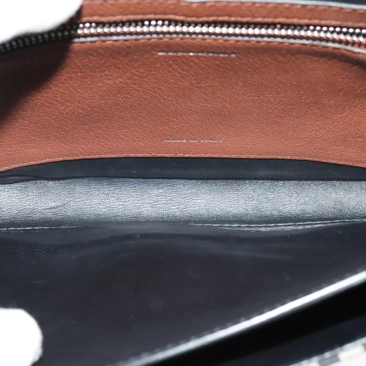 BURBERRY Shoulder Bag Leather Brown Silver Auth PP650