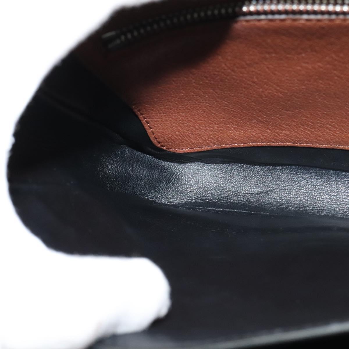 BURBERRY Shoulder Bag Leather Brown Silver Auth PP650