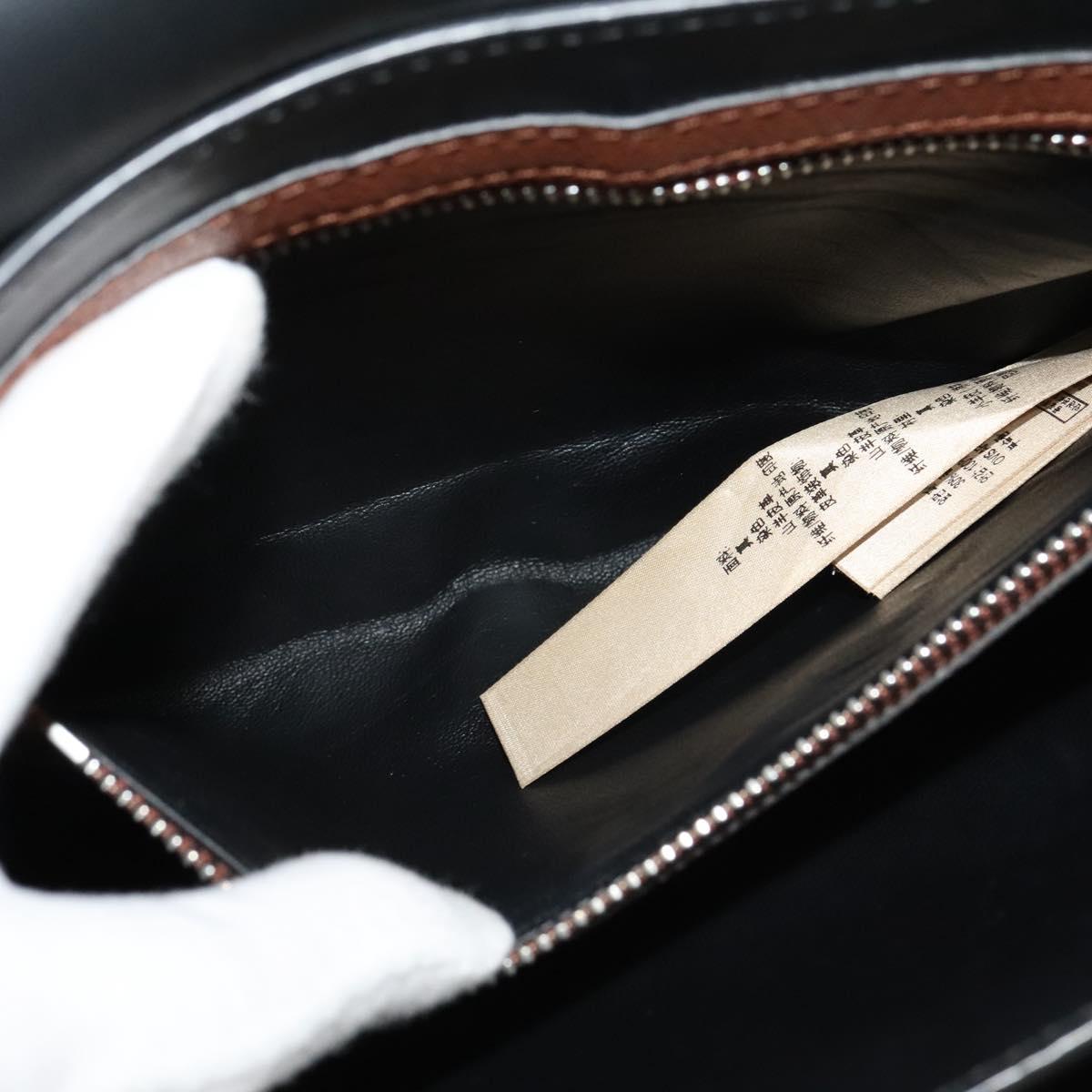 BURBERRY Shoulder Bag Leather Brown Silver Auth PP650