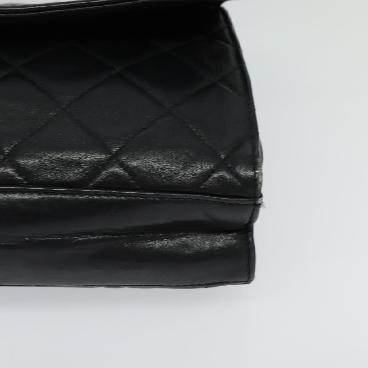 CHANEL Matelasse Chain Shoulder Bag Lamb Skin Black Gold CC Auth PP673