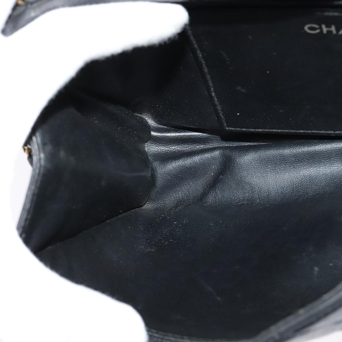 CHANEL Matelasse Chain Shoulder Bag Lamb Skin Black Gold CC Auth PP673