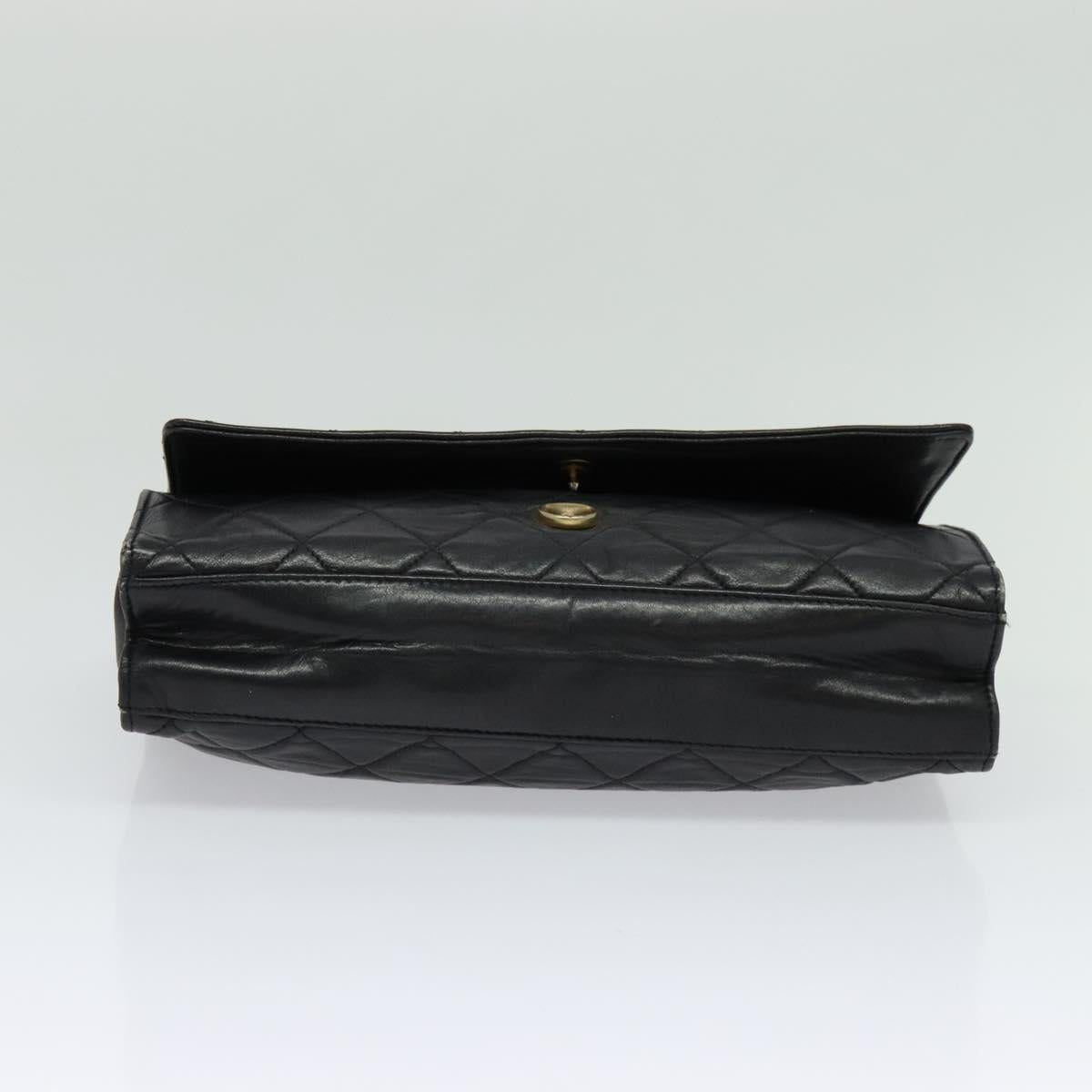CHANEL Matelasse Chain Shoulder Bag Lamb Skin Black Gold CC Auth PP673