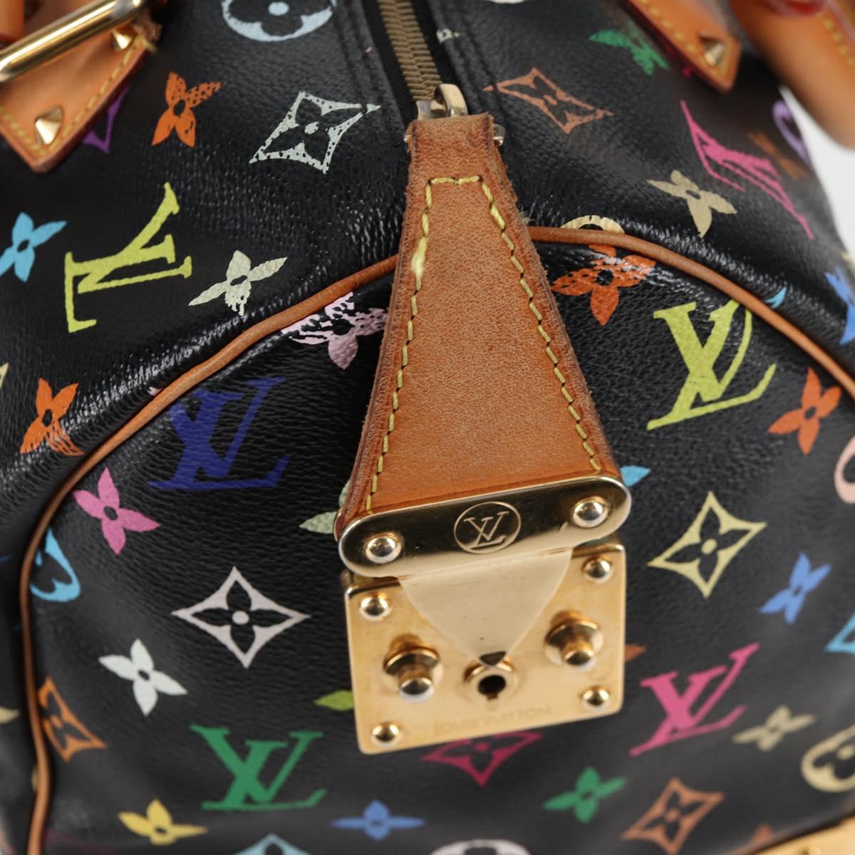 LOUIS VUITTON Monogram Multicolor Speedy 30 Hand Bag Black M92642 LV Auth PP678V