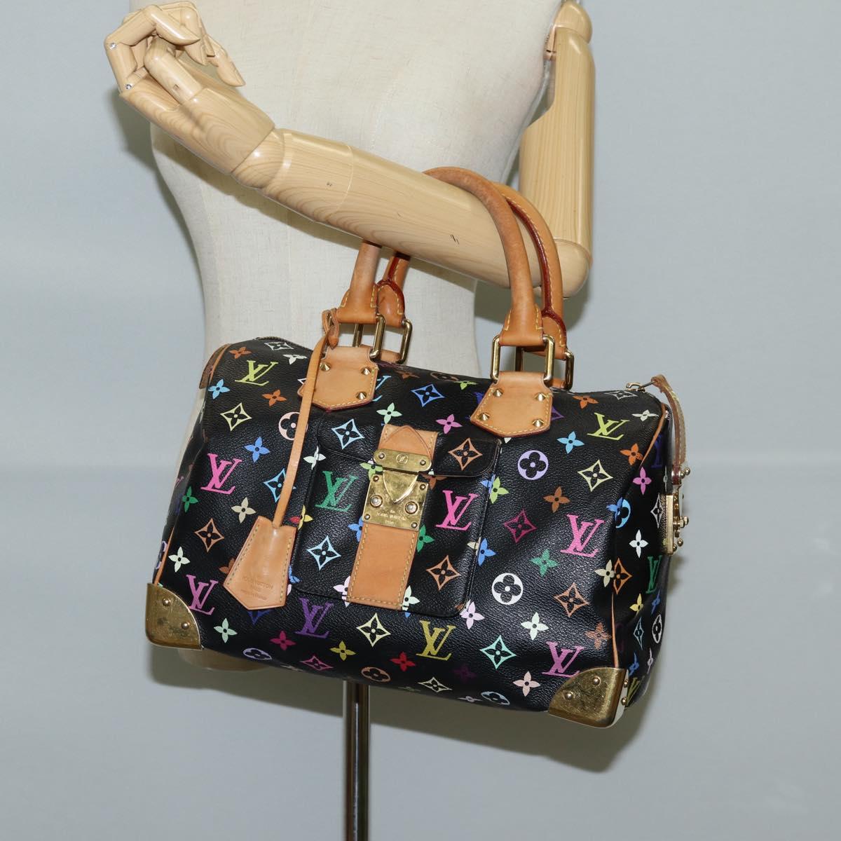 LOUIS VUITTON Monogram Multicolor Speedy 30 Hand Bag Black M92642 LV Auth PP678V