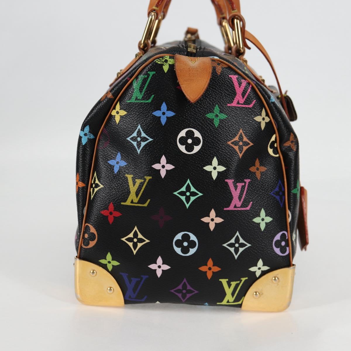 LOUIS VUITTON Monogram Multicolor Speedy 30 Hand Bag Black M92642 LV Auth PP678V
