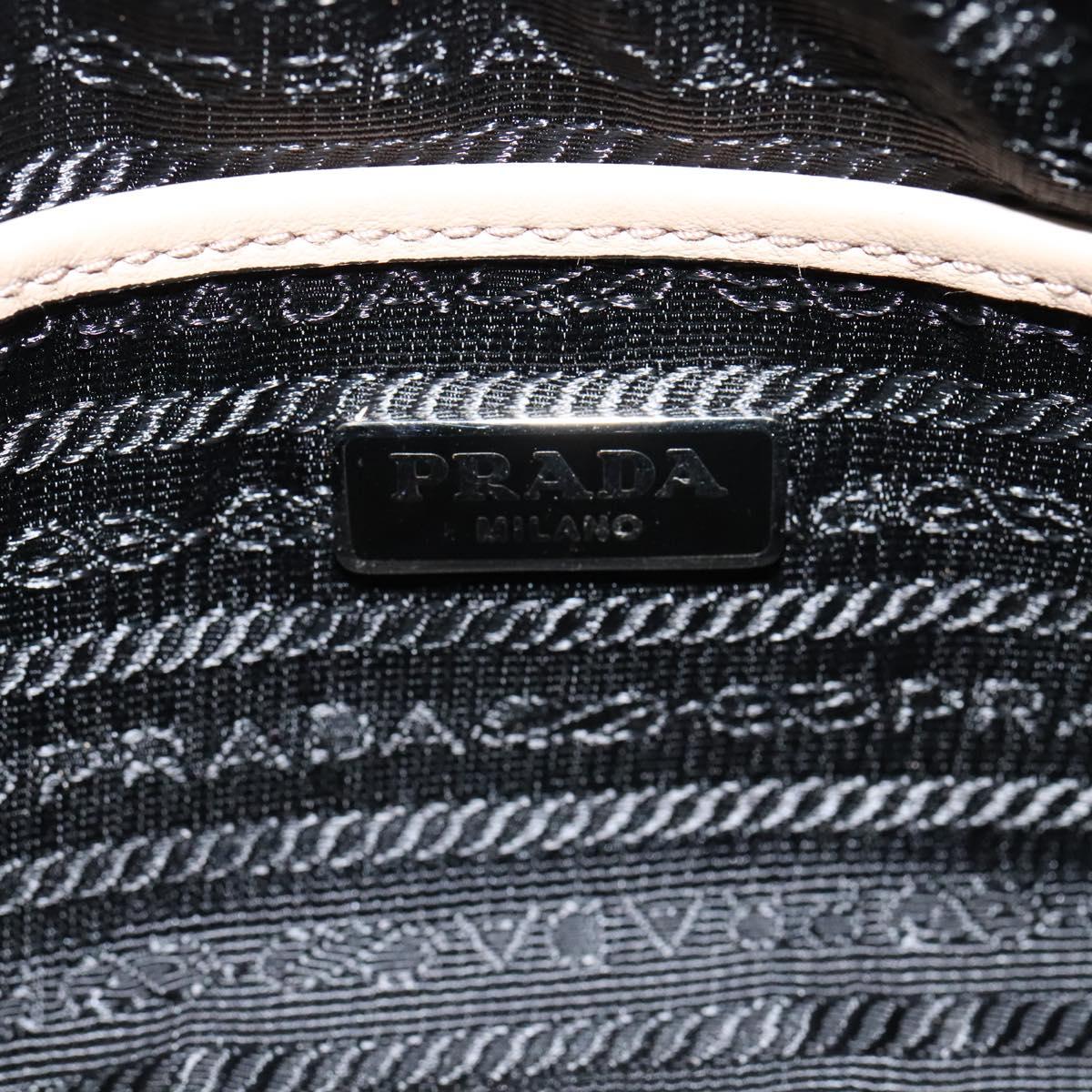PRADA Shoulder Bag Leather Beige Silver Auth PP691