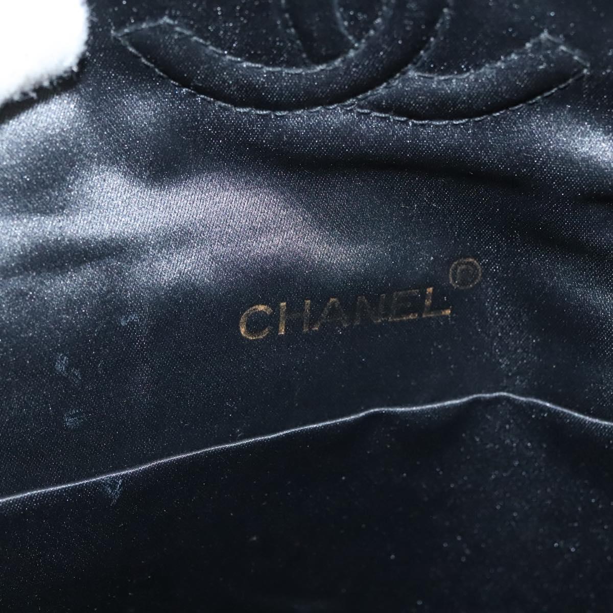 CHANEL Matelasse Chain Shoulder Bag Satin Black Gold CC Auth PP692