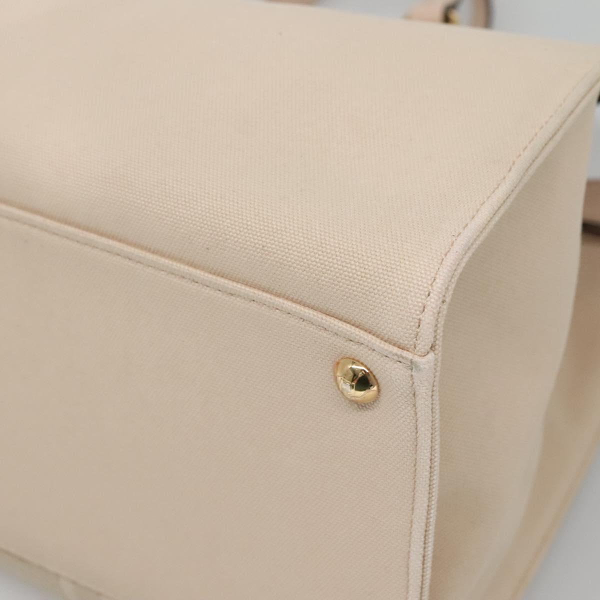 FENDI Zucca Canvas Hand Bag Canvas Leather 2way Beige Gold Auth PP705