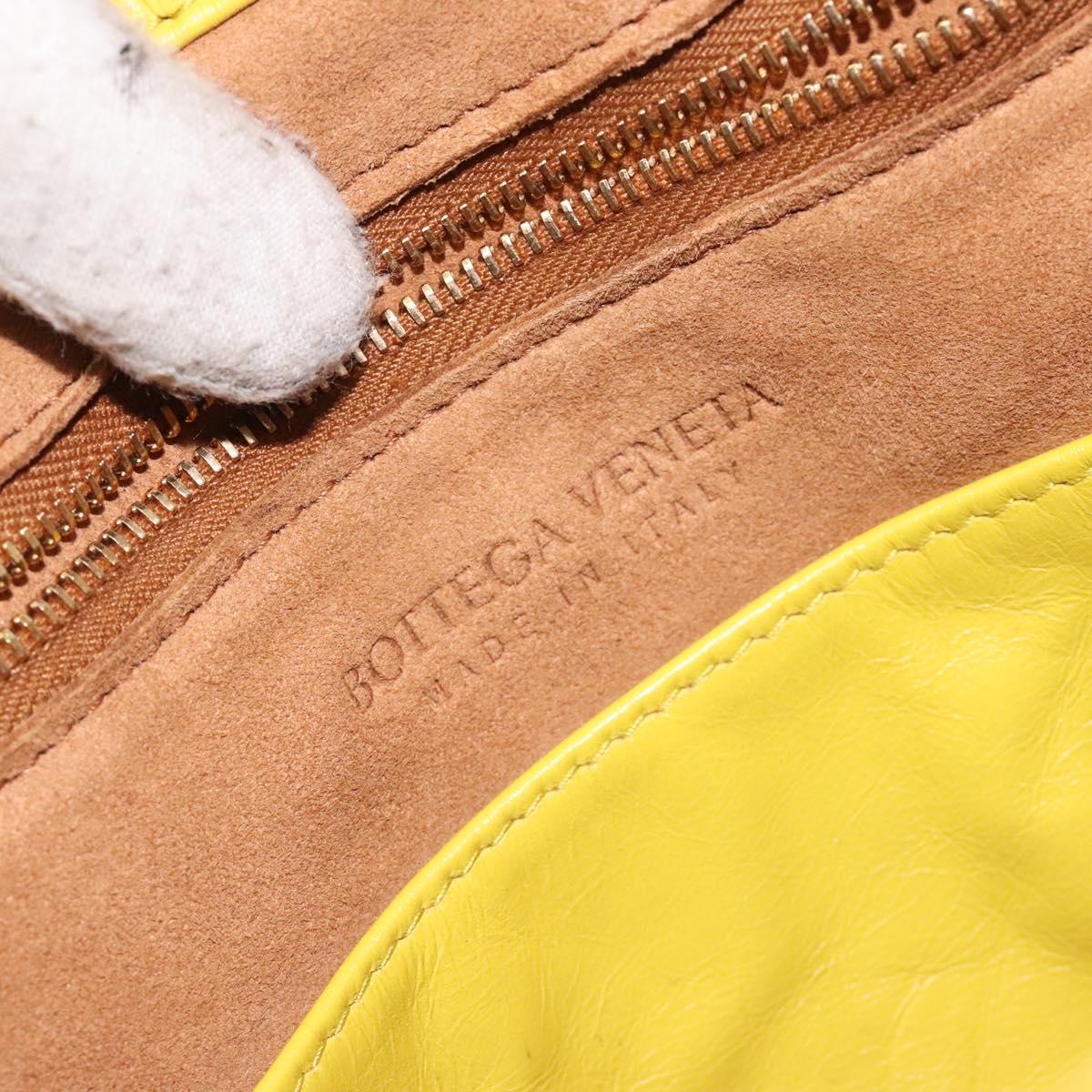 BOTTEGA VENETA INTRECCIATO Shoulder Bag Leather Yellow gold Auth PP721