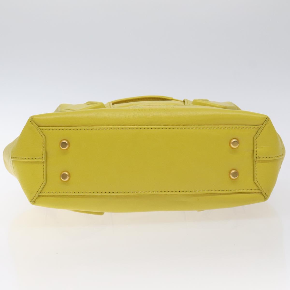 BOTTEGA VENETA INTRECCIATO Shoulder Bag Leather Yellow gold Auth PP721