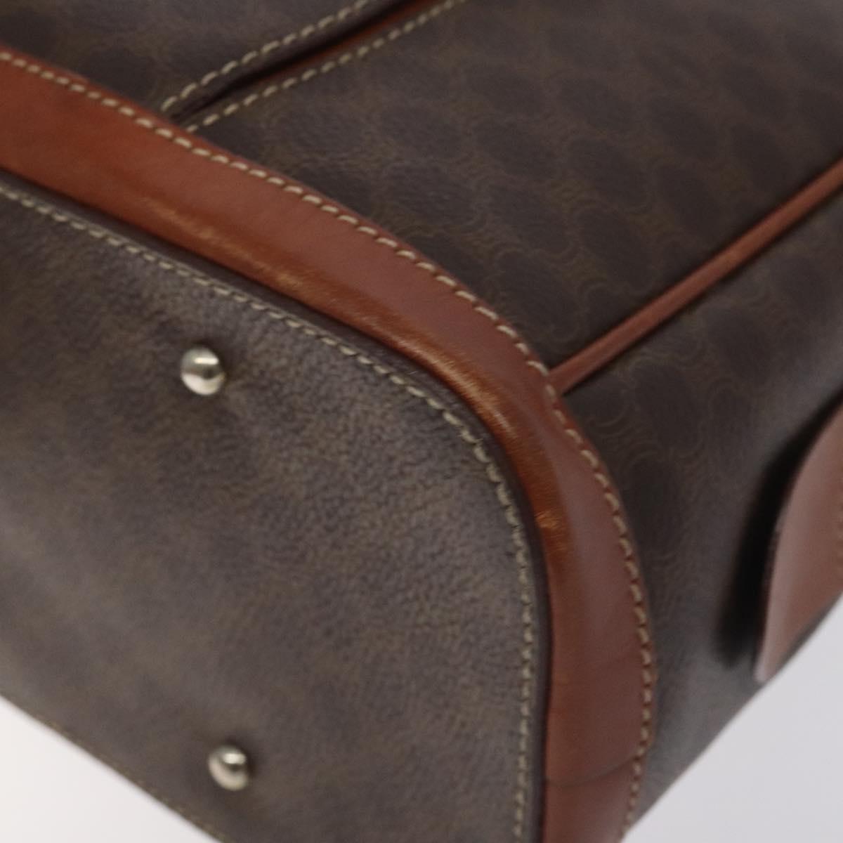 CELINE Macadam Canvas Hand Bag PVC Leather Brown Gold Auth PP757