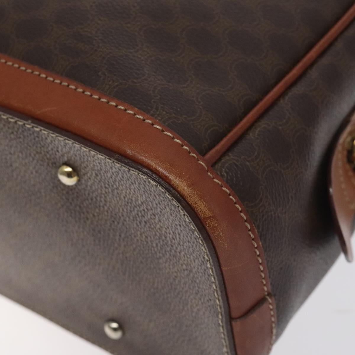 CELINE Macadam Canvas Hand Bag PVC Leather Brown Gold Auth PP757