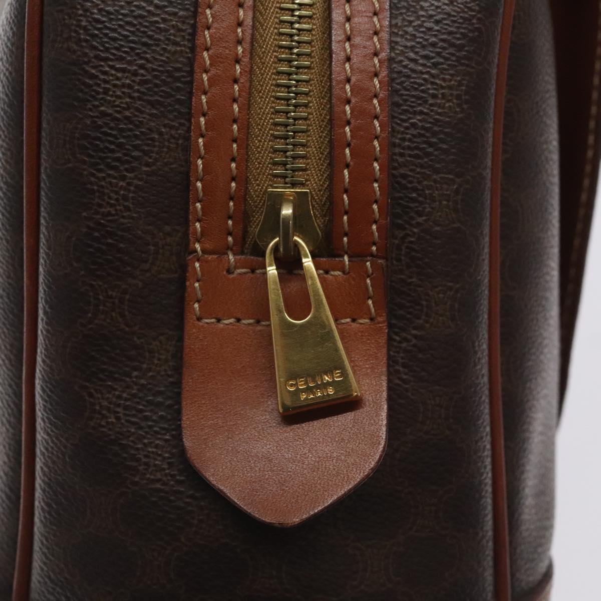 CELINE Macadam Canvas Hand Bag PVC Leather Brown Gold Auth PP757
