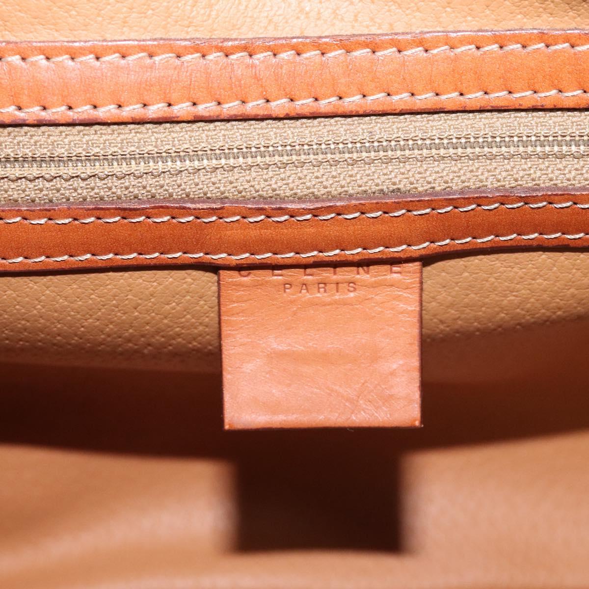 CELINE Macadam Canvas Hand Bag PVC Leather Brown Gold Auth PP757