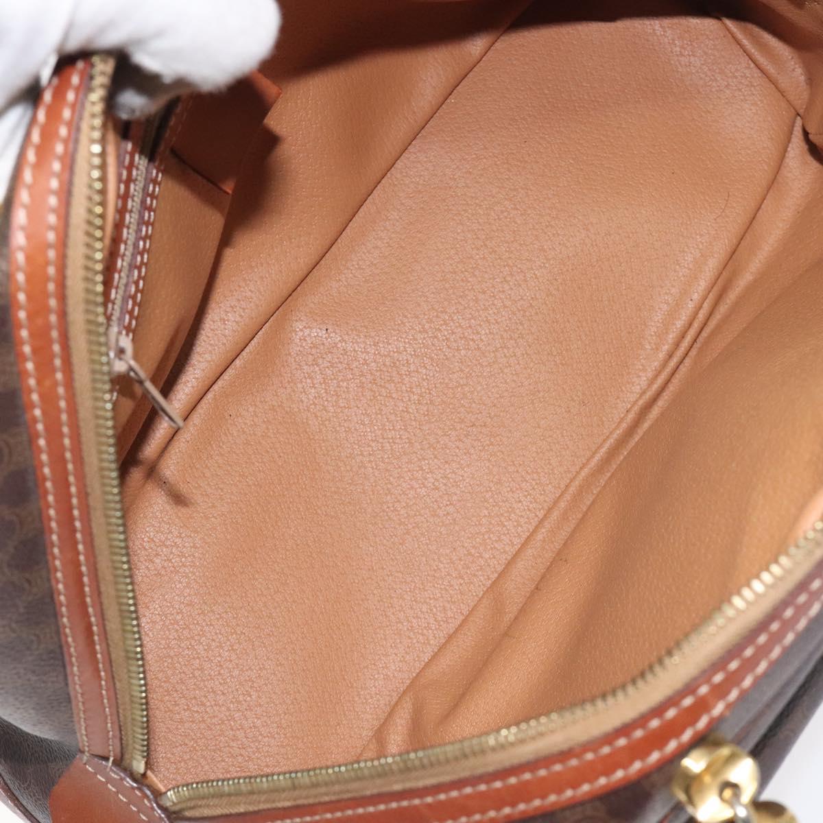 CELINE Macadam Canvas Hand Bag PVC Leather Brown Gold Auth PP757