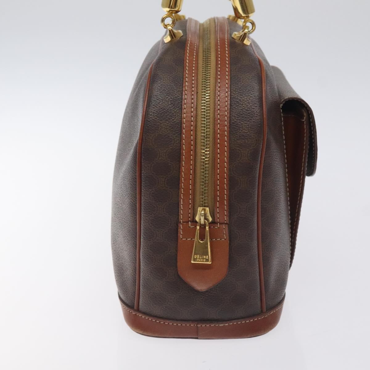 CELINE Macadam Canvas Hand Bag PVC Leather Brown Gold Auth PP757