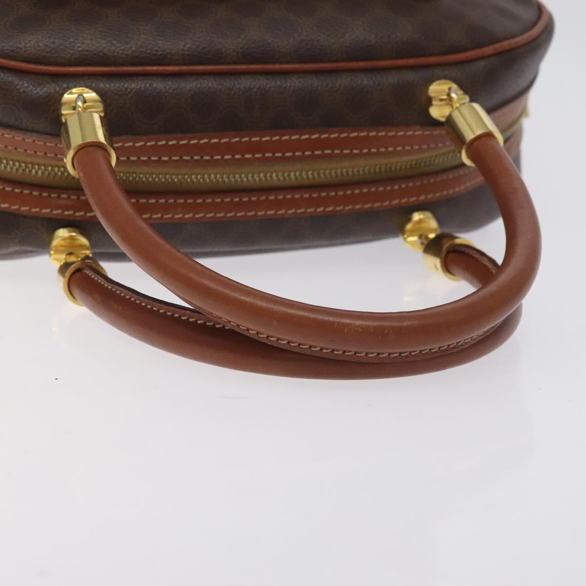 CELINE Macadam Canvas Hand Bag PVC Leather Brown Gold Auth PP757