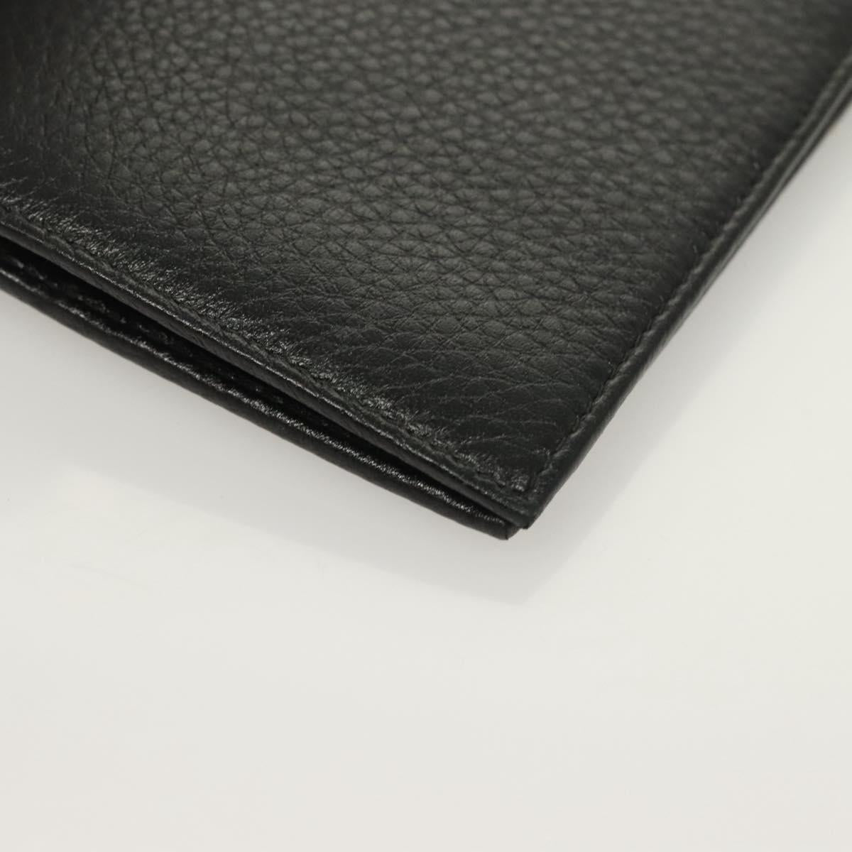 PRADA Bifold Wallet Leather Black Auth PP758