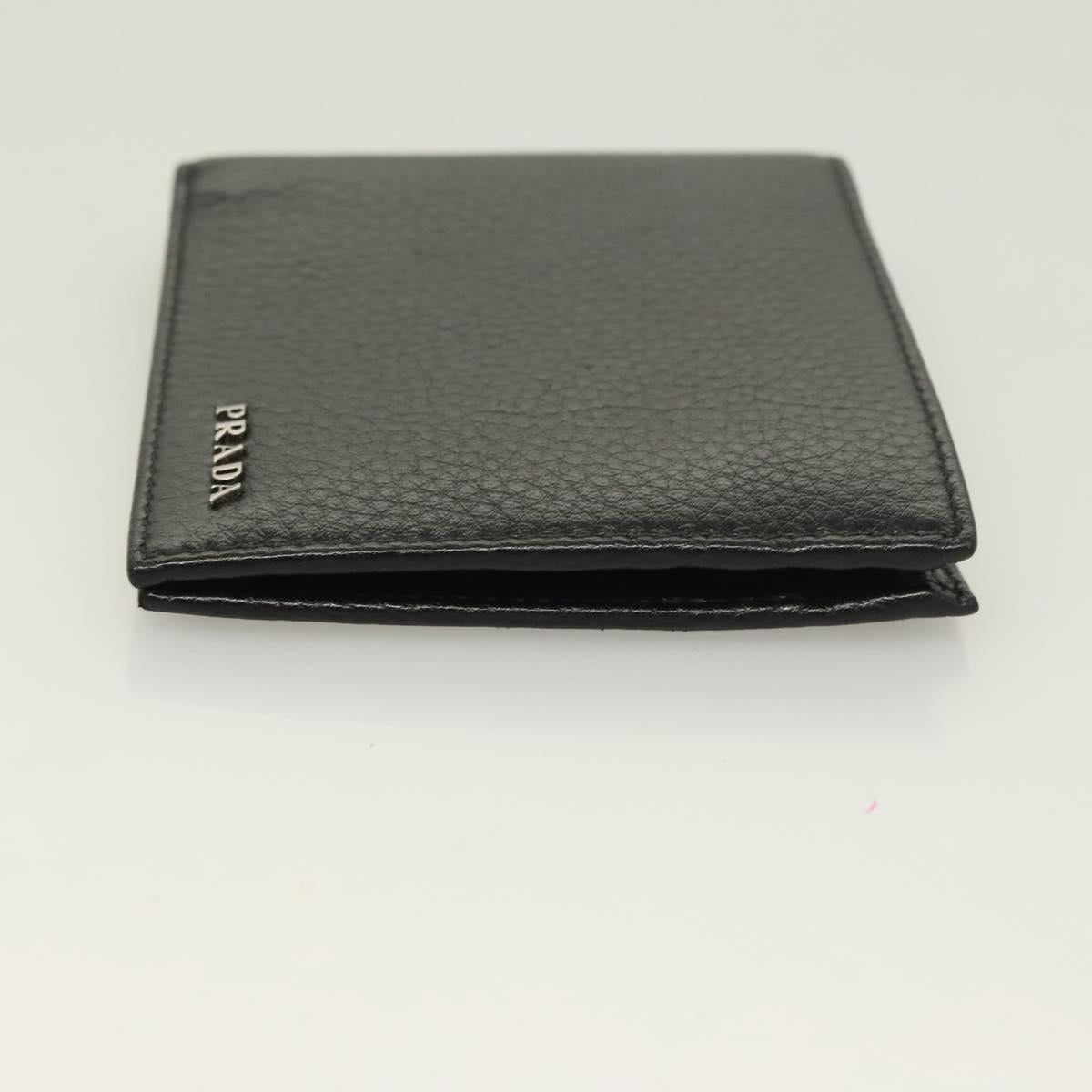PRADA Bifold Wallet Leather Black Auth PP758