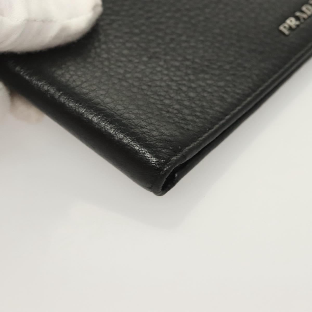 PRADA Bifold Wallet Leather Black Auth PP758
