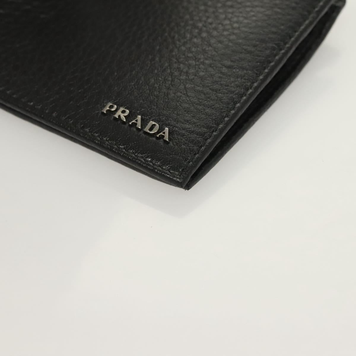 PRADA Bifold Wallet Leather Black Auth PP758