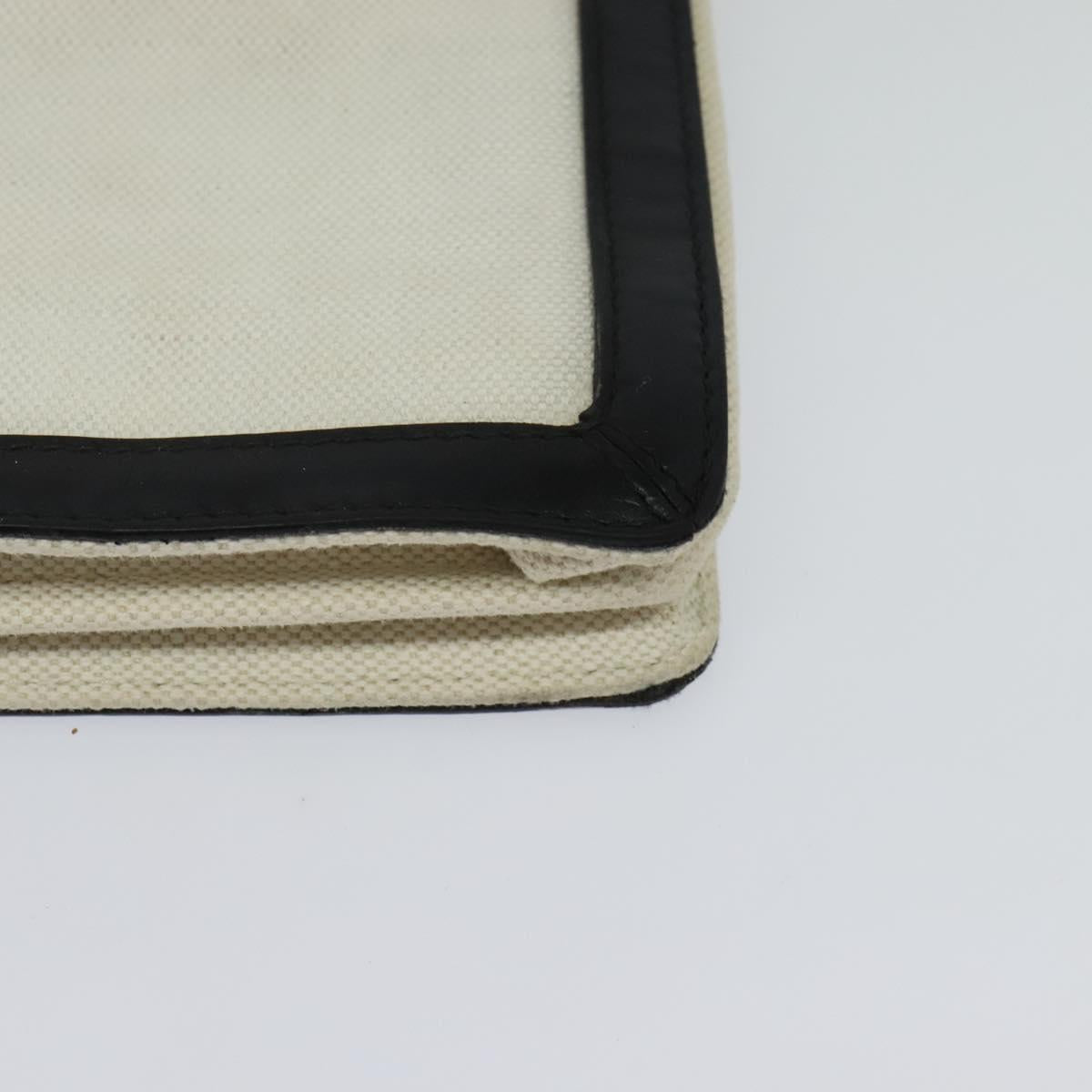 BALENCIAGA Navy Pochette Bag Canvas Leather White Navy Silver 339937 Auth PP766