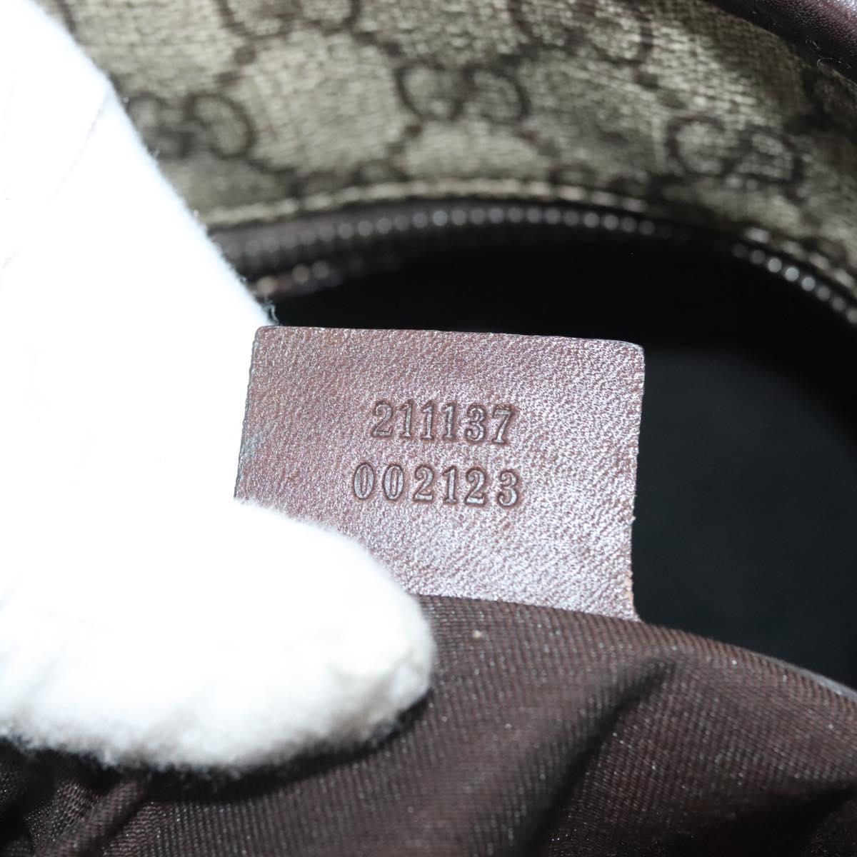 GUCCI GG Supreme Tote Bag PVC Brown Silver 211137 Auth PP779
