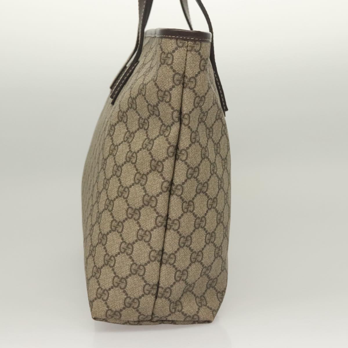GUCCI GG Supreme Tote Bag PVC Brown Silver 211137 Auth PP779