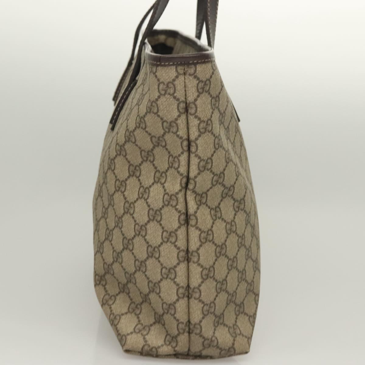 GUCCI GG Supreme Tote Bag PVC Brown Silver 211137 Auth PP779