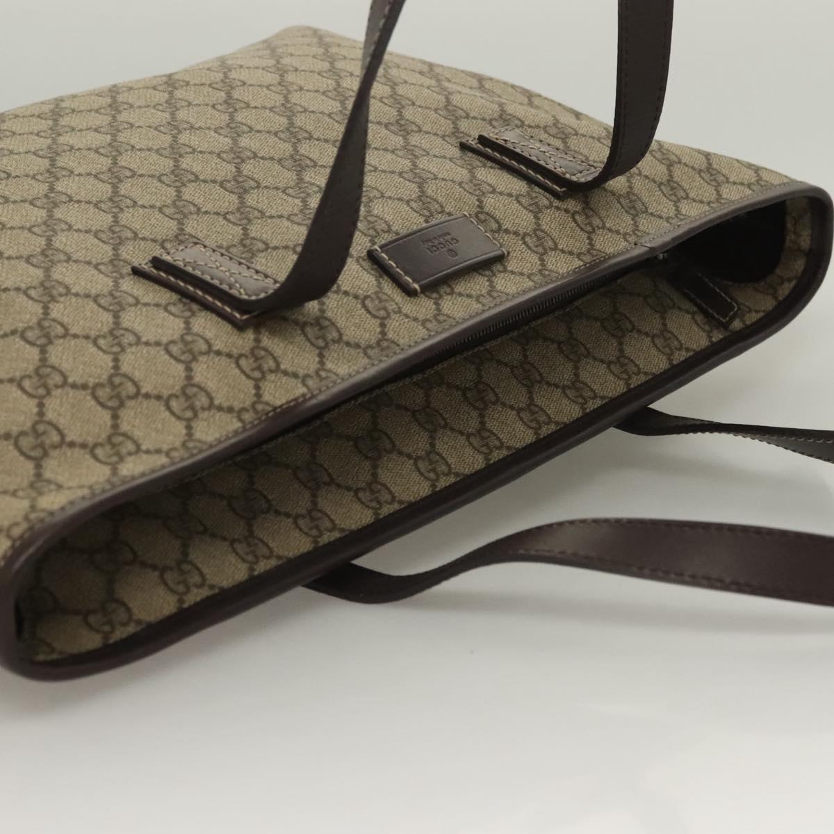 GUCCI GG Supreme Tote Bag PVC Brown Silver 211137 Auth PP779