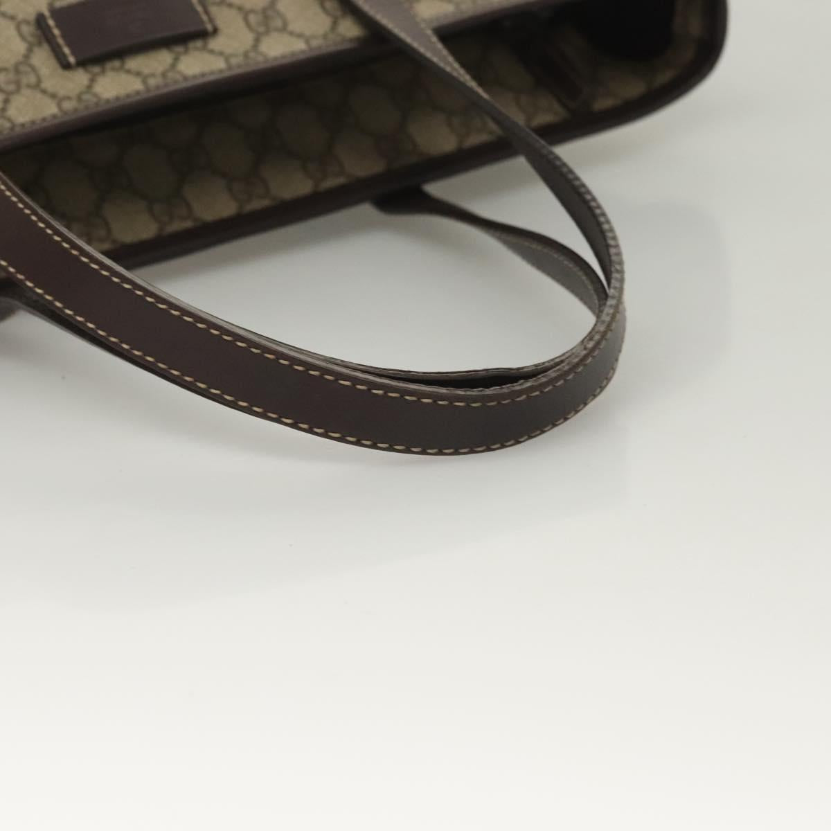 GUCCI GG Supreme Tote Bag PVC Brown Silver 211137 Auth PP779