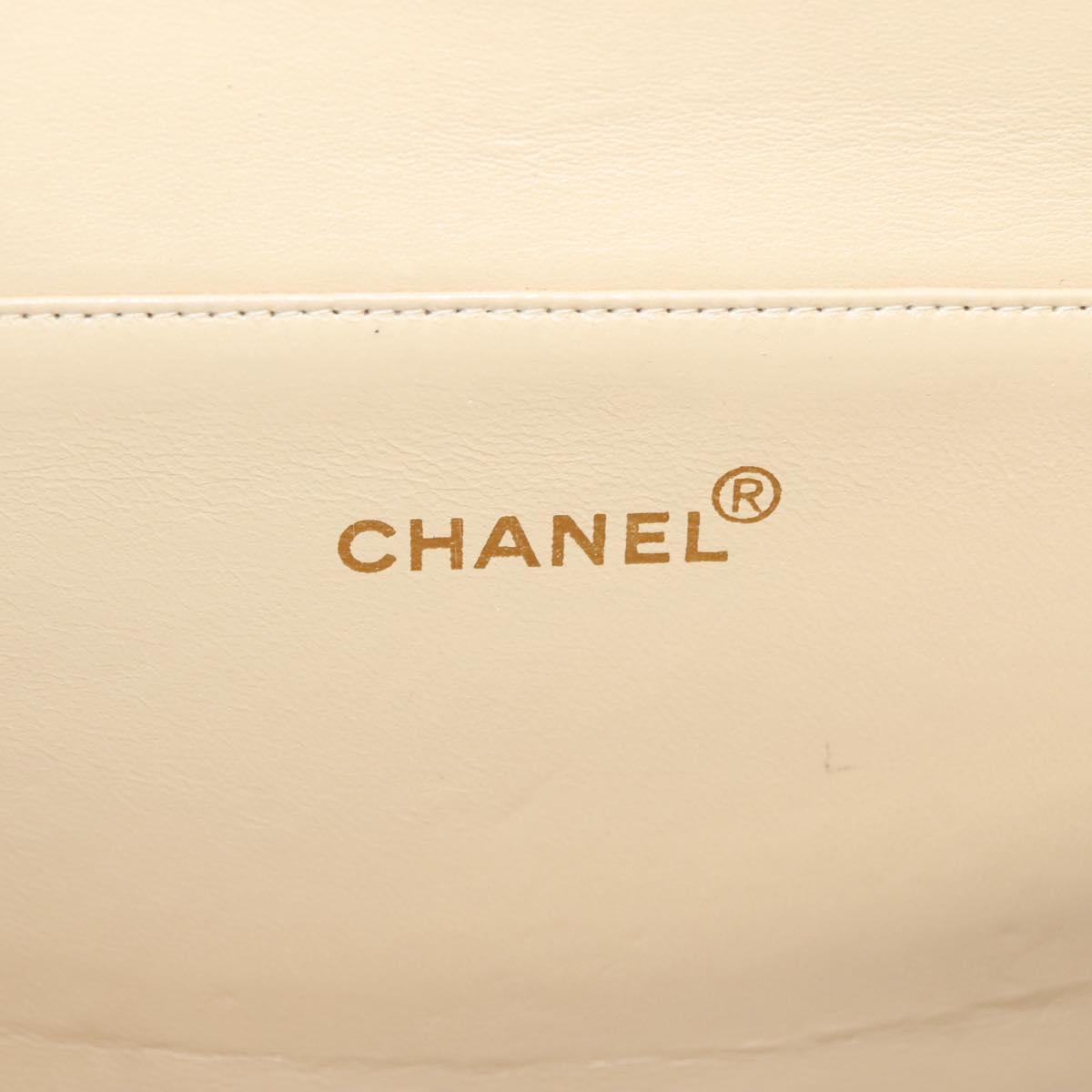 CHANEL Matelasse 25 Double Face Single Flap Bag Lamb Skin Beige Gold Auth PP800V